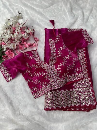 Pure soft zimmy choo silk saree - Image 3
